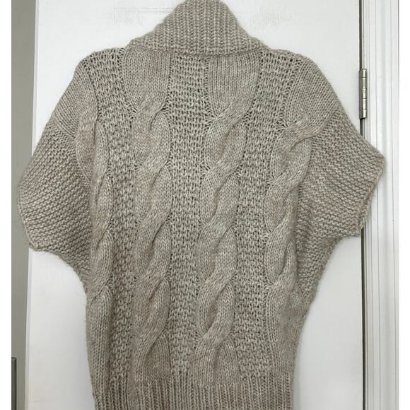 Elsamanda Anthropologie Beige Cable Knit Full Zip Alpaca Wool Sweater Vest Lrg - Picture 10 of 14